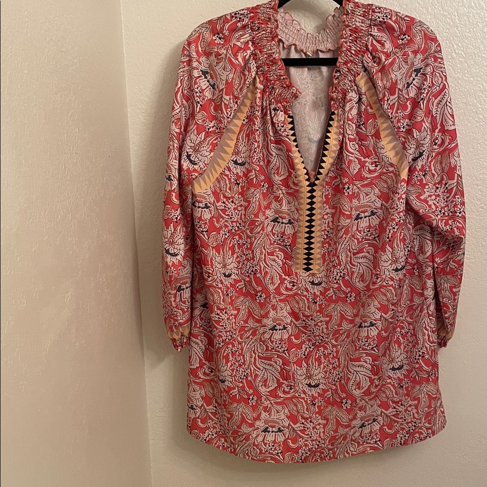 Chic Orange and Black Floral Women's Tunic